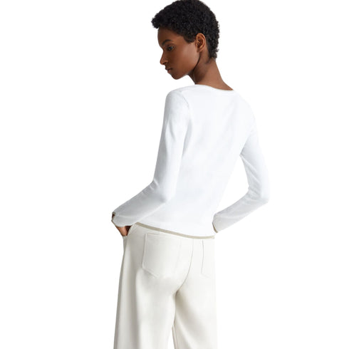 Liu Jo Maglia Maglia Donna con scollo a V in lurex Bianco - Francavilla Moda